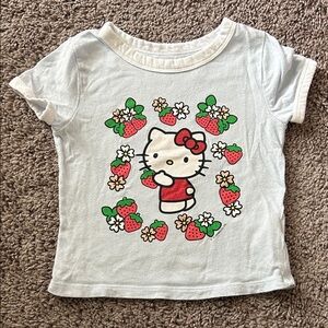 Hello Kitty White Tee with Red and Green Accents